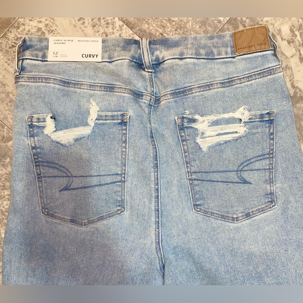 American Eagle Outfitters Women Next Level Stretch Curvy High Rise Jegging sz 12 - Picture 8 of 9